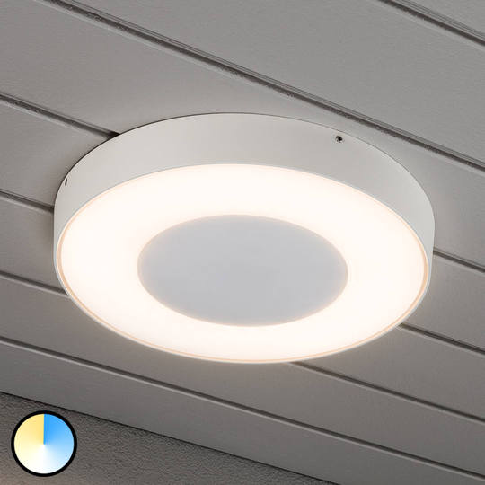 Vit, rund LED-utomhustaklampa Carrara