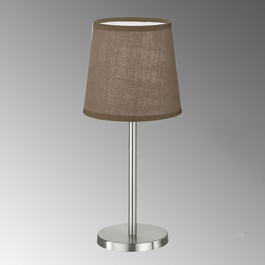 Bordslampa Eve med tygskärm, nickel/brun