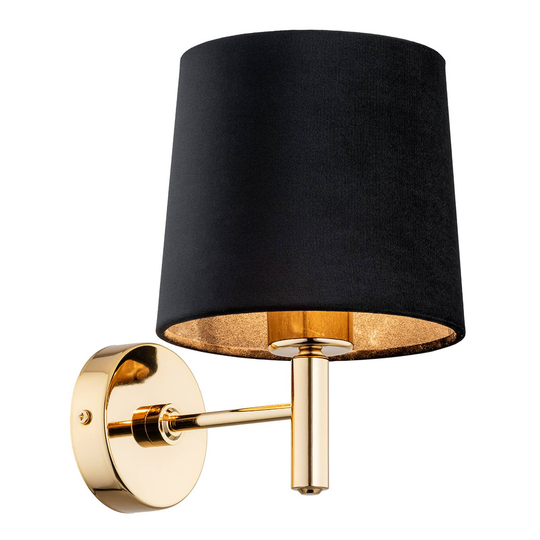 Vägglampa Polo, svart/mässing mörk