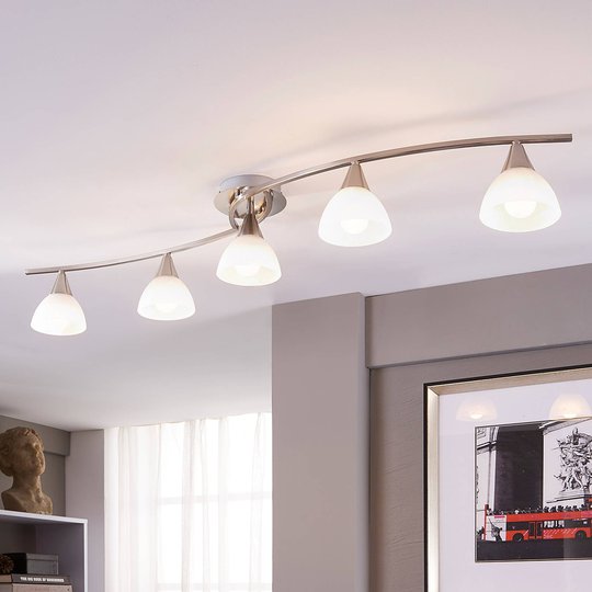 LED-spot Della, matt nickel, 5 ljuskällor