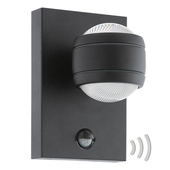 LED-utomhusvägglampa Sesimba 1 med rörelsesensor