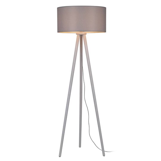 Golvlampa Mabia, trebent, grå/vit