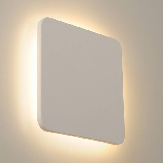 SLV Plastra LED-vägglampa av gips kantig 30x30 cm