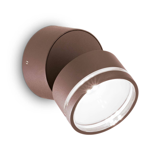 Ideal Lux Omega Round LED-vägglampa 4 000 K kaffe