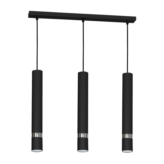 Pendellampa Rondo svart/krom 3 lampor