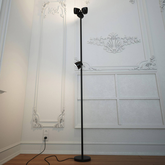 LED-golvlampa Trio 4 lampor, läslampa, svart