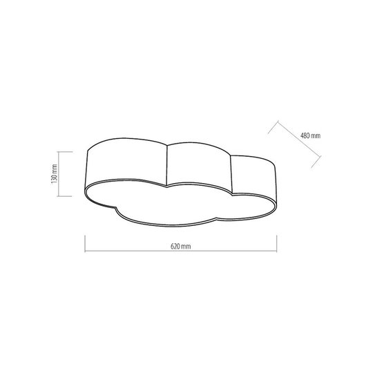 Taklampa Cloud av textil, längd 62 cm, vit
