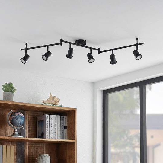 ELC Simano LED-vägglampa svart 6 lampor