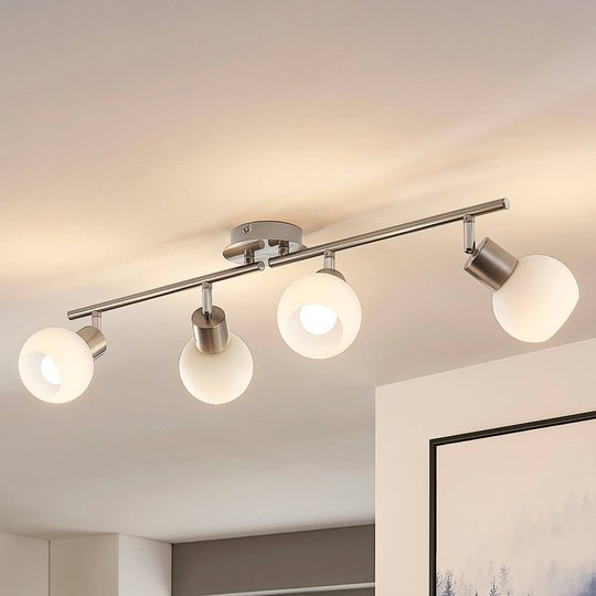 LED-taklampa Elaina i matt nickel, 4 ljuskällor