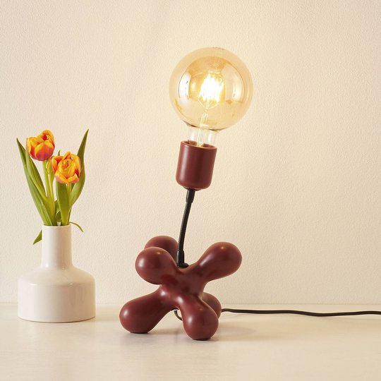 Keramikbordslampa L182 med flexarm bordeaux matt