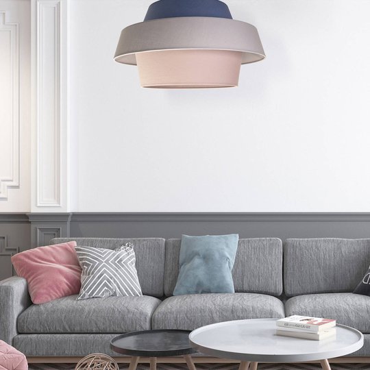 Hänglampa Andromeda, rosa/grå/marinblå