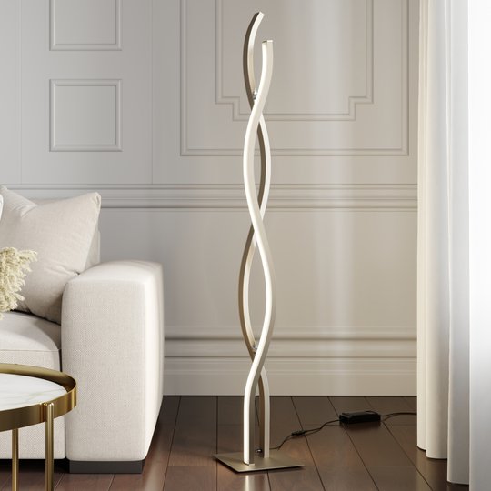 Lucande Mairia LED-golvlampa, vågform, aluminium