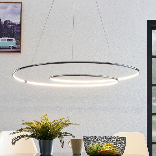 Lindby Lucy LED-hänglampa, 90 cm, krom