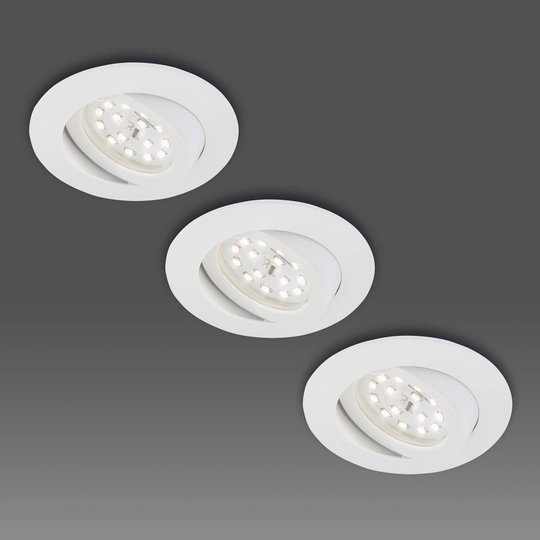 Vit LED-inbyggnadsspot i 3-pack - lutbar