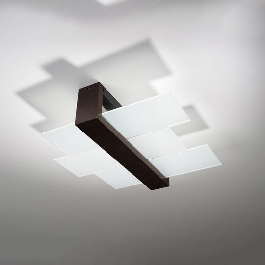 Taklampa Shifted 2, glas och wengeträ