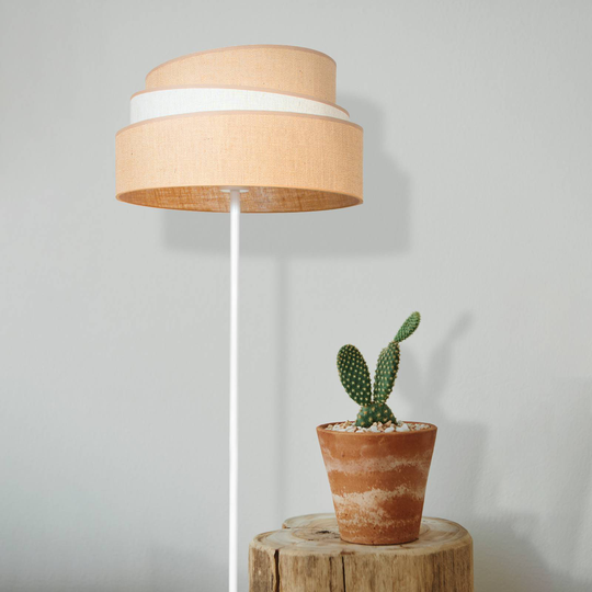 Golvlampa Trio jute, naturbrun/vit, höjd 145 cm