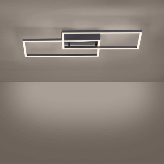 LED-taklampa Iven, svart 2 lampor rektangel
