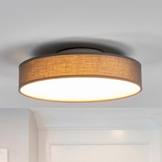 LED-taklampa Saira i textil, 30 cm, grå