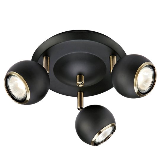 Svart taklampa Coco med globformade spotlighter