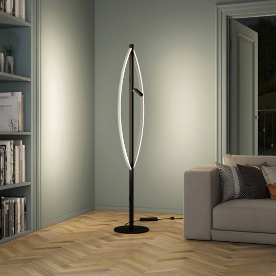 Lucande Matwei LED-golvlampa, oval, nickel