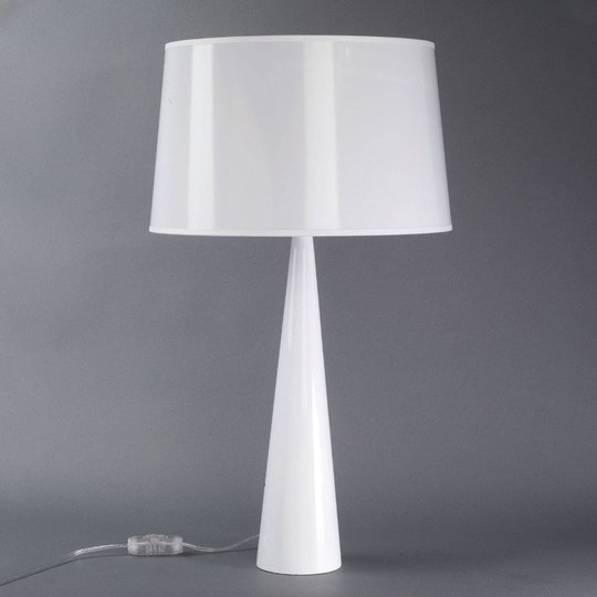 Bordslampa Totem LT, metallfot, blank vit