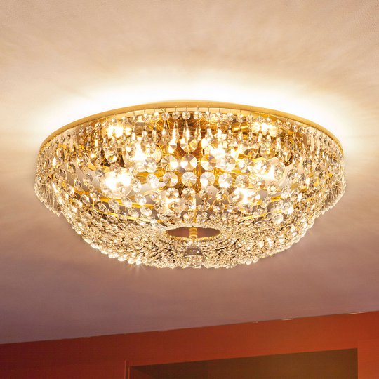 Rund kristalltaklampa SHERATA, guld 55 cm