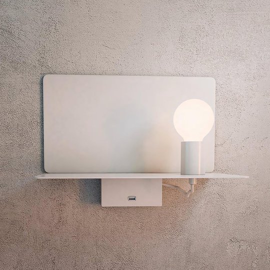 Vägglampa Rack med avställningsyta, vit