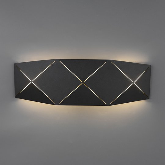 LED-vägglampa Zandor i svart, bredd 40 cm