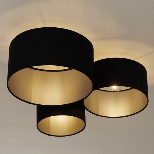 Taklampa 080, 3 lampor, svart-silver