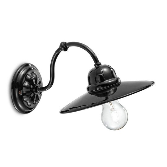 Vägglampa Edoardo i retrostil, svart