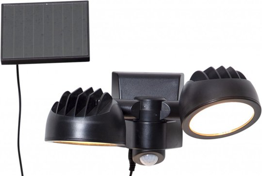 Powerspot solcell 2L (PIR + skymning) (Svart)