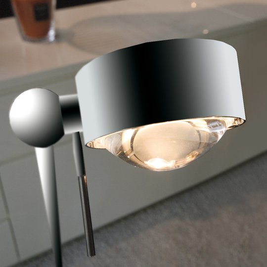 Rörlig golvlampa PUK FLOOR, matt krom