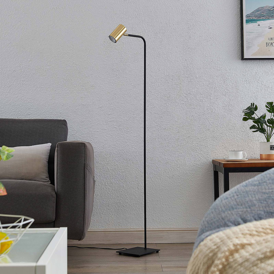 Lindby Sanad golvlampa, mässing