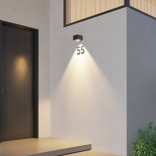 Lucande Almos LED-utomhusvägglampa kantig 1 lampor