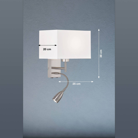 Vägglampa Dream med LED-läslampa, vit/nickel