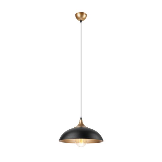 Hänglampa Eden med metallskärm, svart-guld