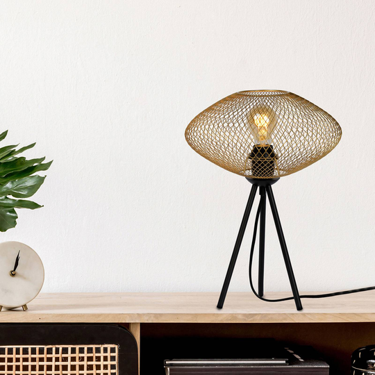 Bordslampa Mesh, höjd 41 cm, trebent, guld