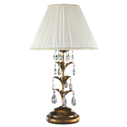 Bordslampa Teresa med kristaller och textilskärmar