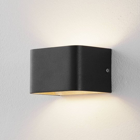 Lucande Sessa LED-vägglampa 13 cm svart-guld
