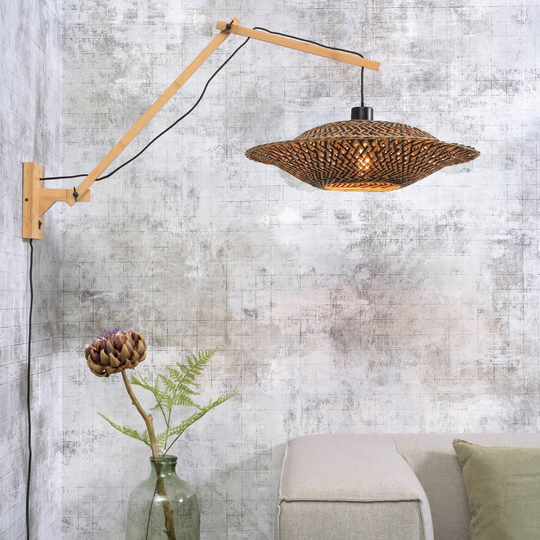 GOOD & MOJO Bali vägglampa 2 armar, natur 44x12 cm