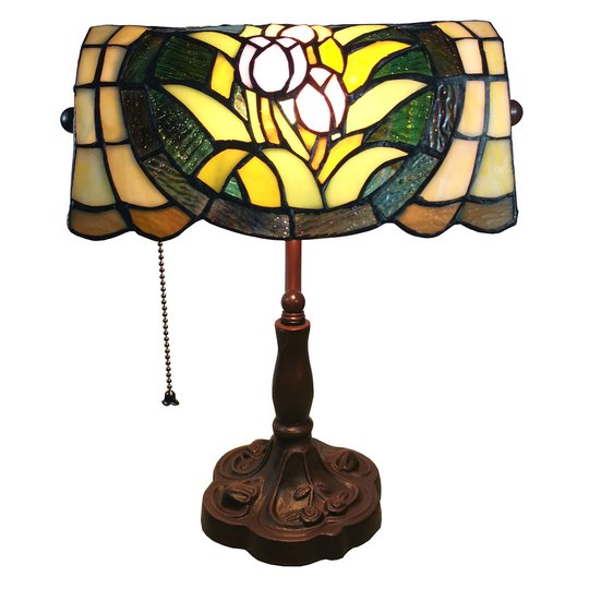 Bordslampa 6013 med blomdekor i Tiffany-Look