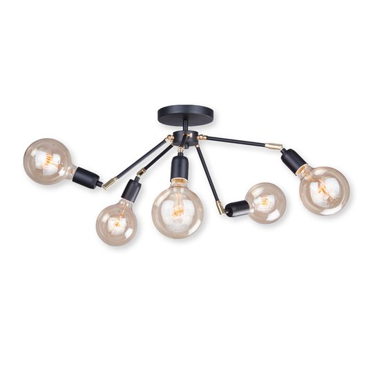 Taklampa Stik, svart, 5 lampor