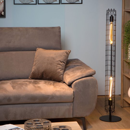 Golvlampa Lattice med metallbur