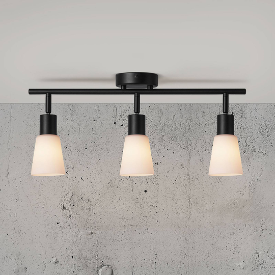 Taklampa Cole av glas och metall, 3 lampor