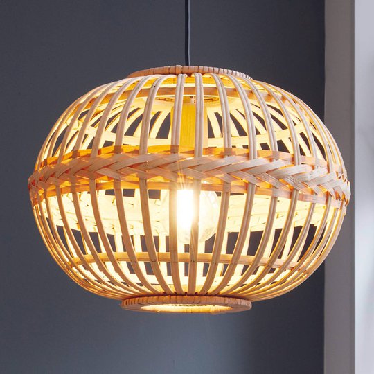 Hänglampa Amsfield i bambu, oval form