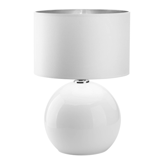 Bordslampa Palla, Ø 36 cm, vit/silver