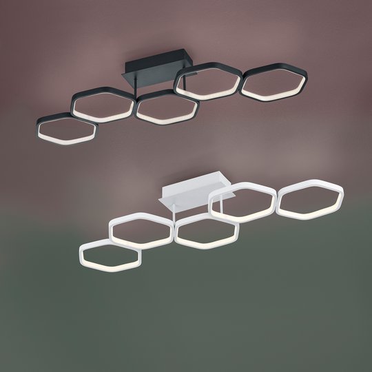 LED-taklampa Vigo, vit, dimbar, 5 ringar