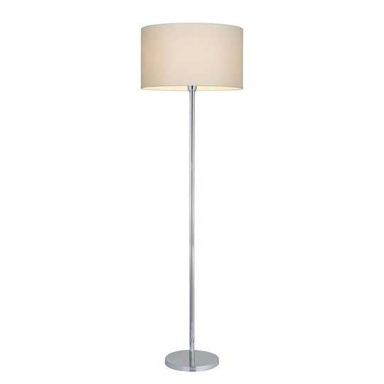 Golvlampa Maarit med textilskärm, vit/krom
