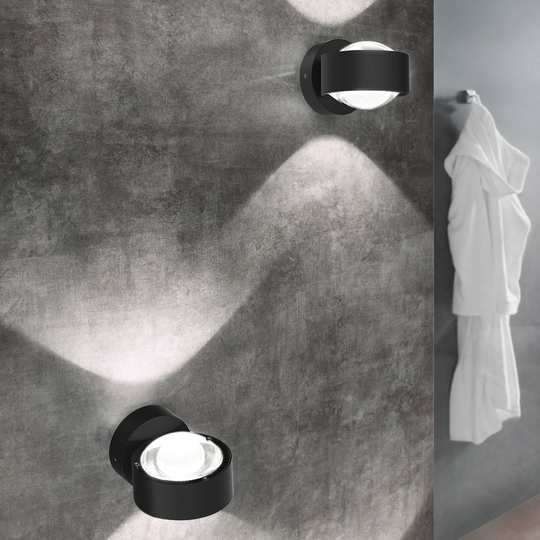 Puk Mini Wall LED 2x8W lins klar, svart matt