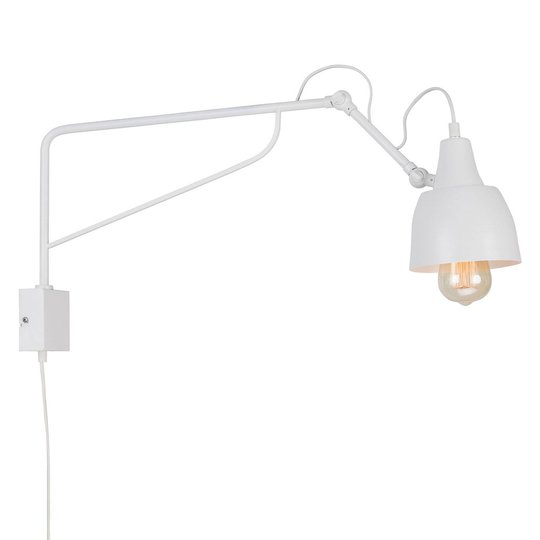 Vägglampa 1002 med stickpropp, 1 lampa, vit